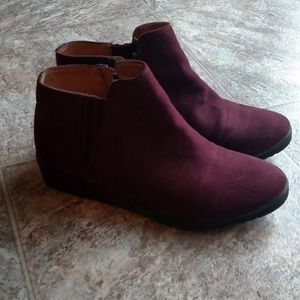Franco Sarto Suede Wedge Zip up Booties